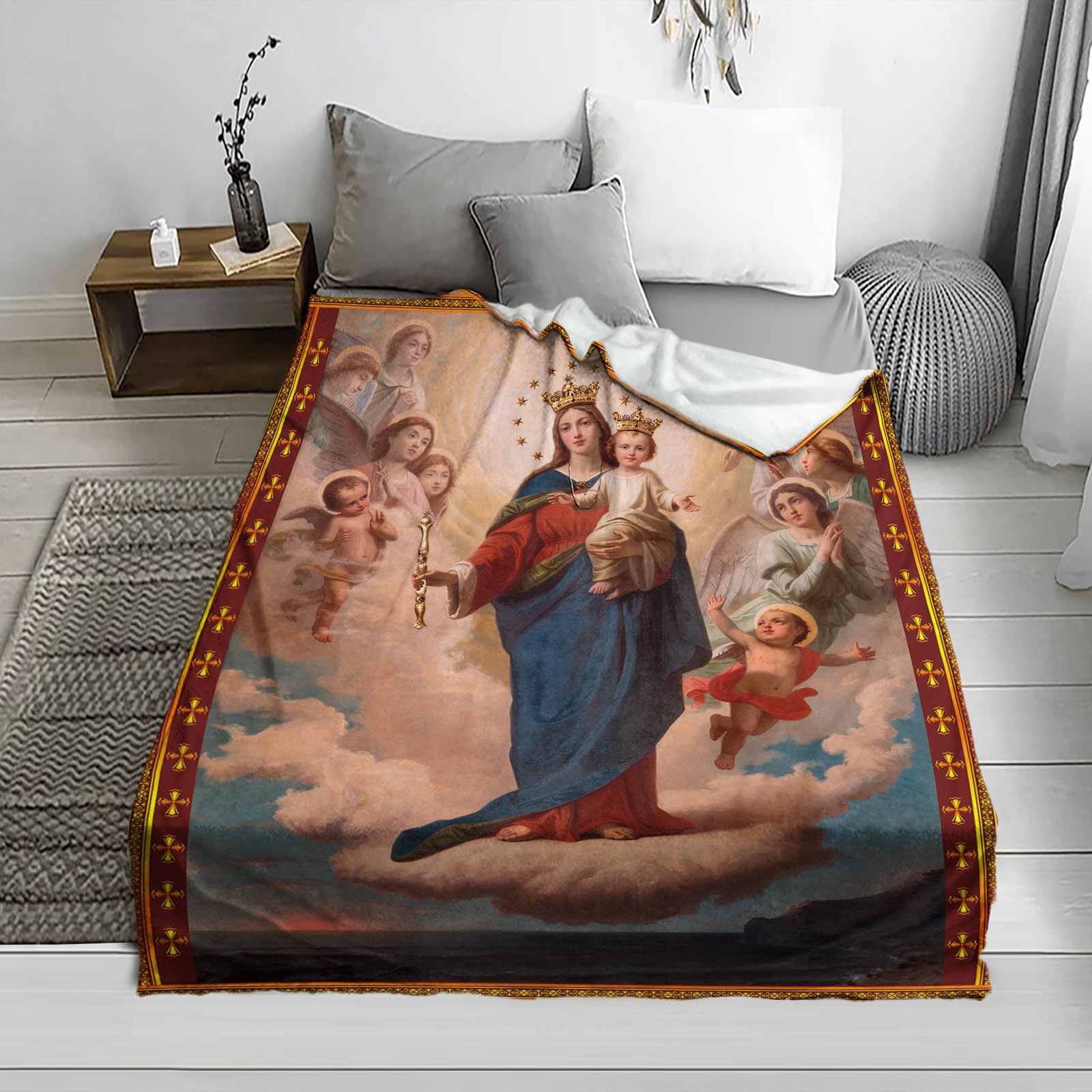 Amazon.com: QIULIBMH Virgin Mary Blanket Microfiber Our Lady of